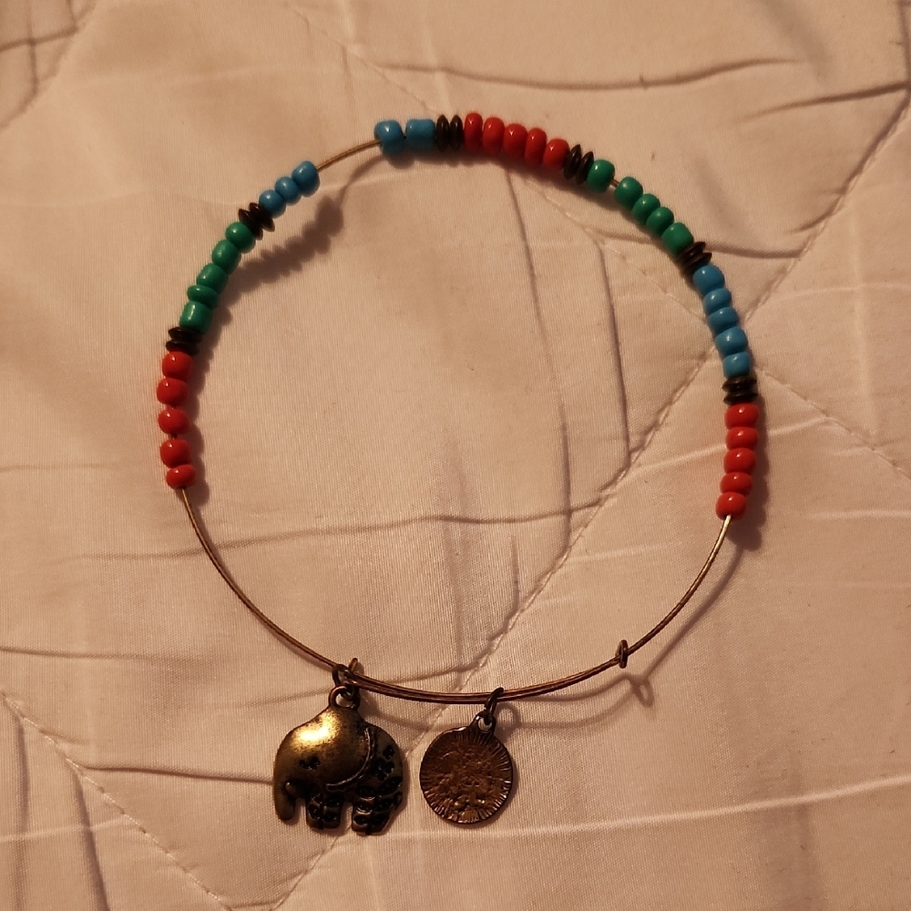 Red and Green Beaded Bohemian Bracelet with Charms